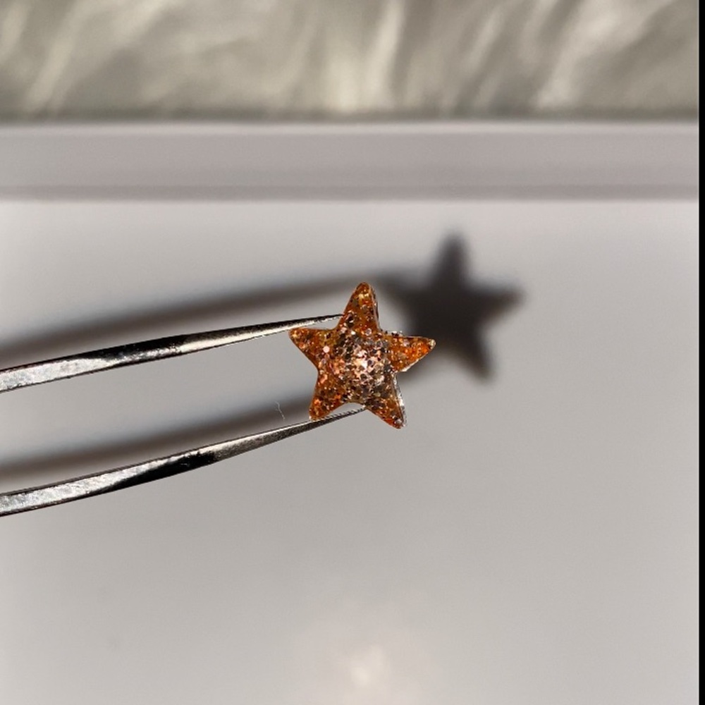 10pcs 3D Nail Charm Gold Glitter Large Stars - Made For All Lengths!
